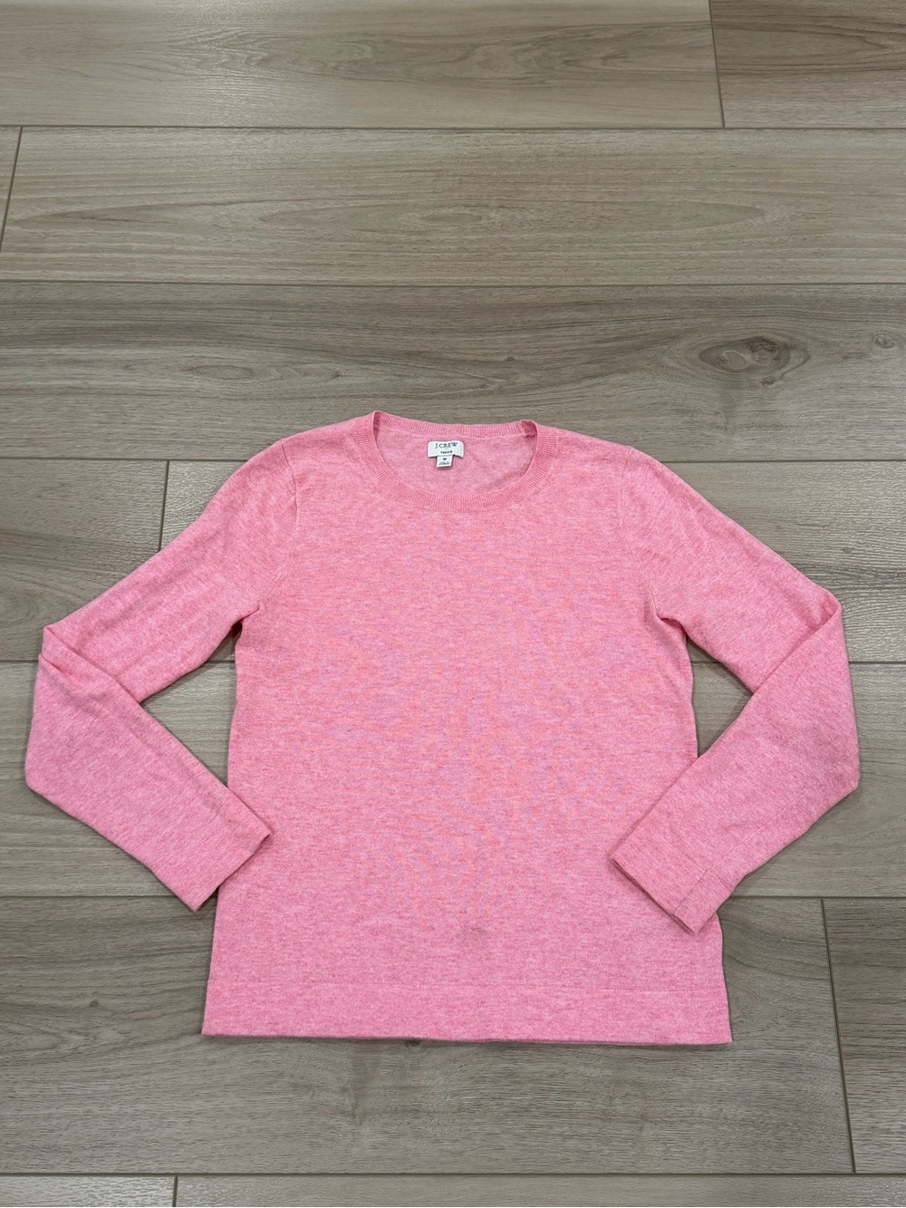 J CREW Teddie Sweater Women Medium Pink Cotton Merino Wool Pullover